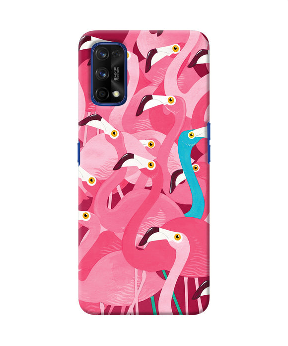 Abstract Sheer Bird Pink Print Realme 7 Pro Back Cover