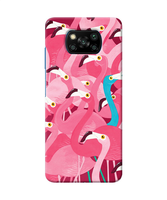 Abstract Sheer Bird Pink Print Poco X3/X3 Pro Back Cover