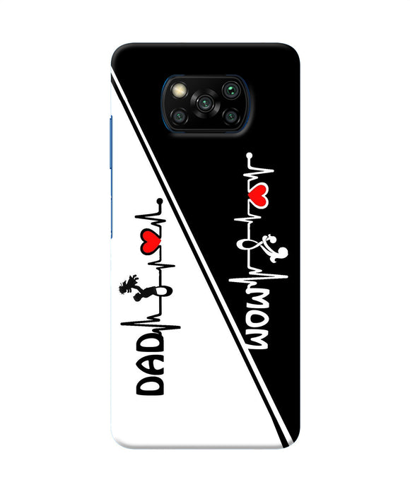 Mom Dad Heart Line Black And White Poco X3/X3 Pro Back Cover