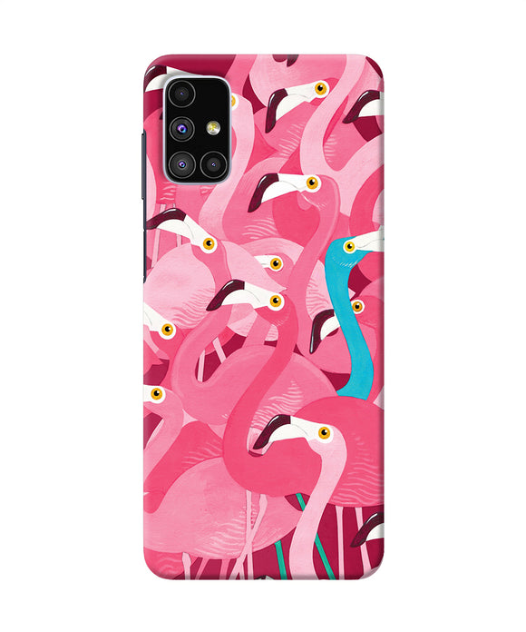 Abstract Sheer Bird Pink Print Samsung M51 Back Cover