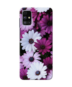 White Violet Flowers Samsung M51 Back Cover