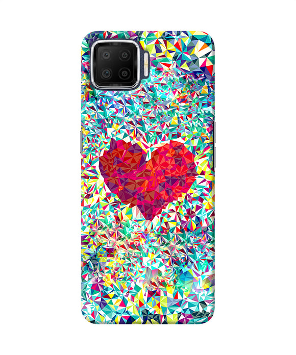 Red Heart Print Oppo F17 Back Cover