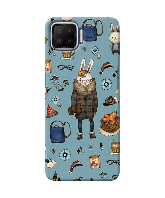 Canvas Rabbit Print Oppo F17 Back Cover