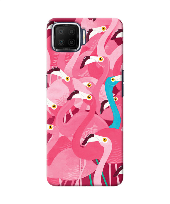 Abstract Sheer Bird Pink Print Oppo F17 Back Cover