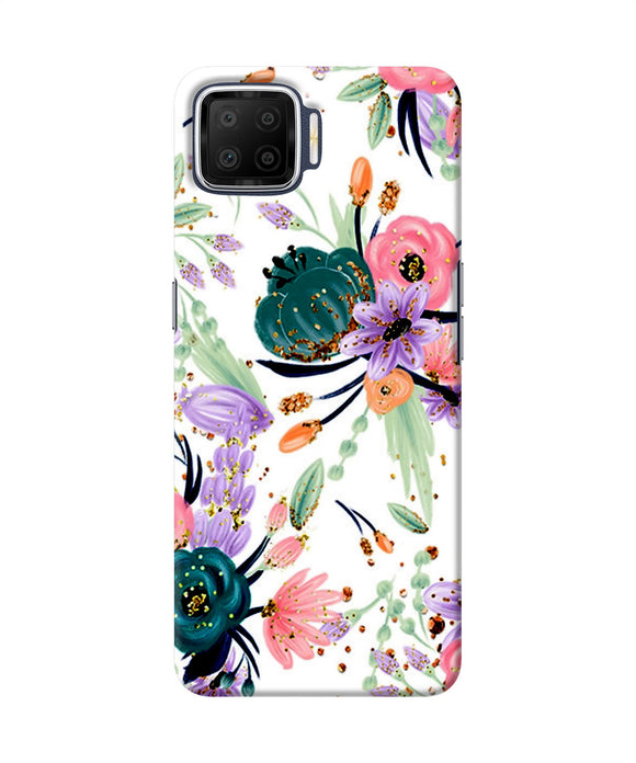 Abstract Flowers Print Oppo F17 Back Cover