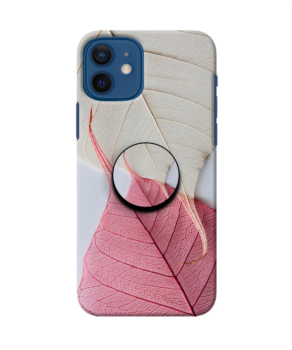 White Pink Leaf Iphone 12 Pop Case