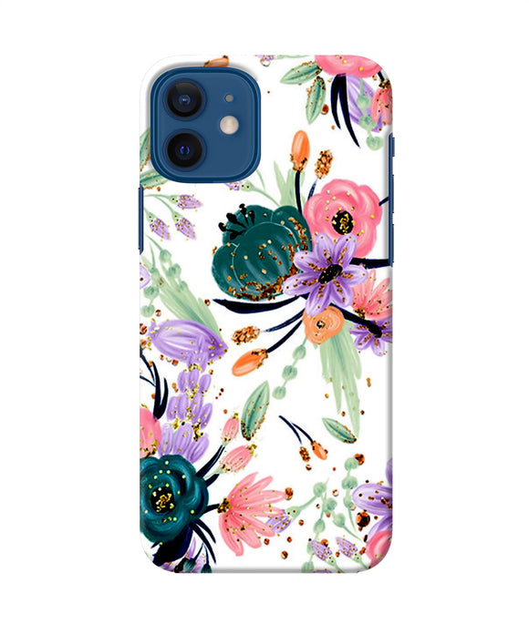 Abstract Flowers Print Iphone 12 Back Cover