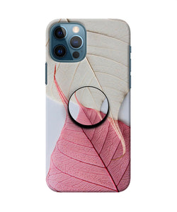 White Pink Leaf Iphone 12 Pro Pop Case