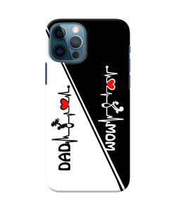 Mom Dad Heart Line Black And White Iphone 12 Pro Back Cover