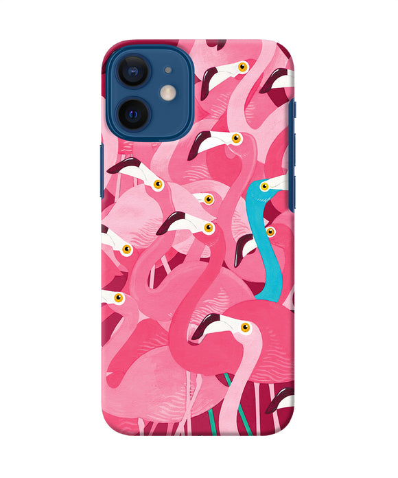 Abstract Sheer Bird Pink Print Iphone 12 Mini Back Cover