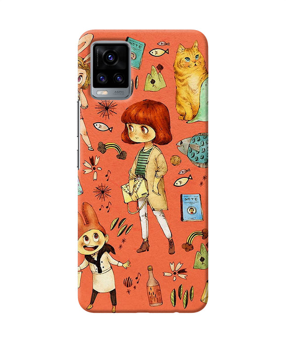 Canvas little girl print Vivo V20 Back Cover