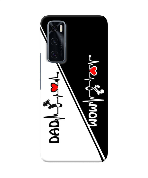 Mom dad heart line black and white Vivo V20 SE Back Cover