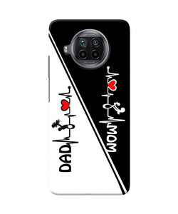 Mom dad heart line black and white Mi 10i Back Cover