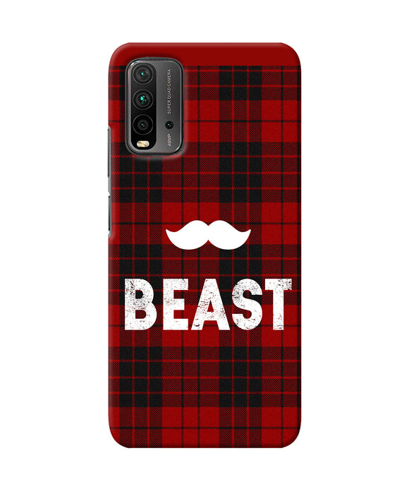 Beast red square Redmi 9 Power Back Cover