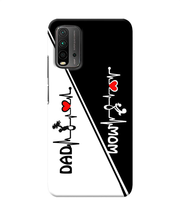 Mom dad heart line black and white Redmi 9 Power Back Cover