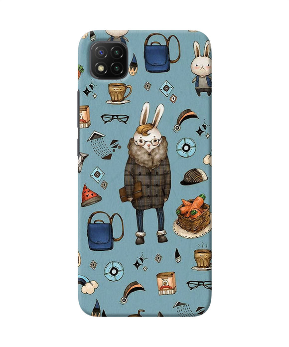 Canvas rabbit print Poco C3 Back Cover