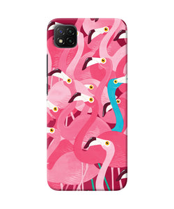 Abstract sheer bird pink print Poco C3 Back Cover