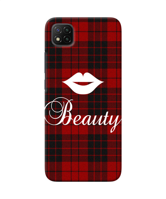 Beauty red square Poco C3 Back Cover
