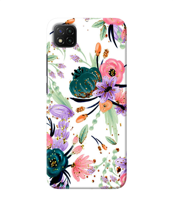 Abstract flowers print Poco C3 Back Cover