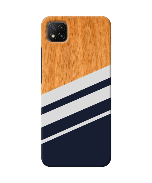 Black and white wooden Poco C3 Back Cover