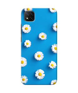 White flowers Poco C3 Back Cover