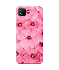 Pink flowers Poco C3 Back Cover