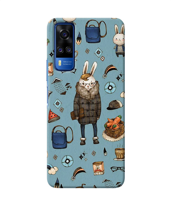 Canvas rabbit print Vivo Y51A/Y51 2020 Back Cover