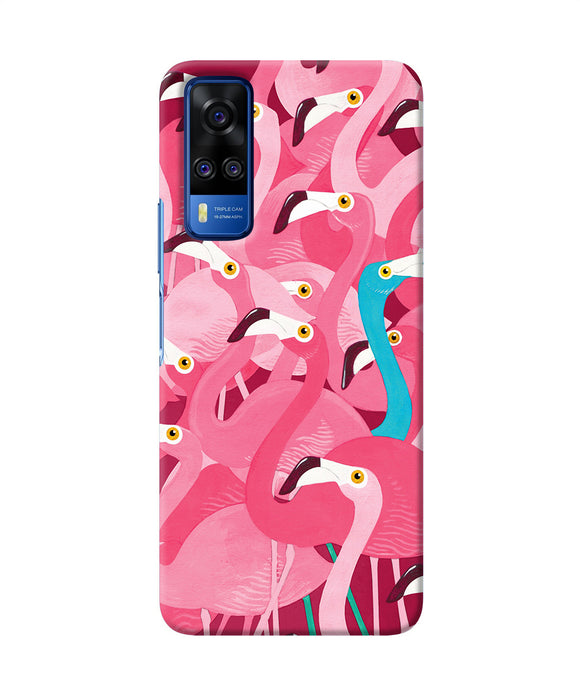 Abstract sheer bird pink print Vivo Y51A/Y51 2020 Back Cover