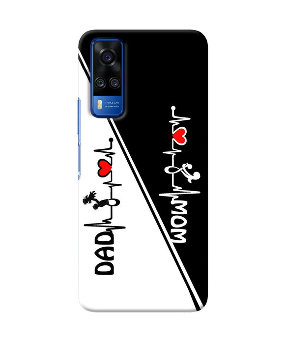 Mom dad heart line black and white Vivo Y51A/Y51 2020 Back Cover