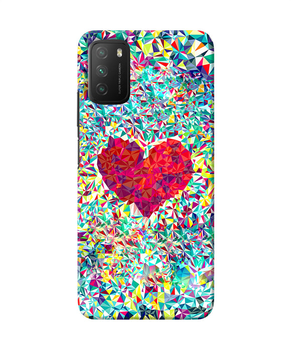 Red heart print Poco M3 Back Cover