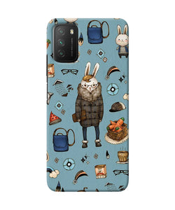 Canvas rabbit print Poco M3 Back Cover