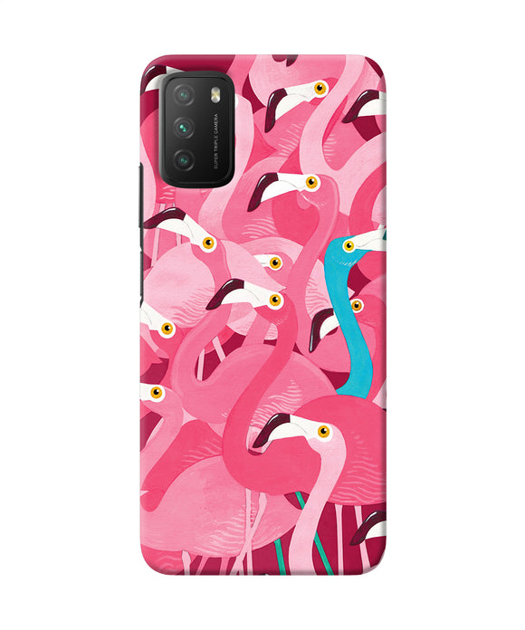 Abstract sheer bird pink print Poco M3 Back Cover