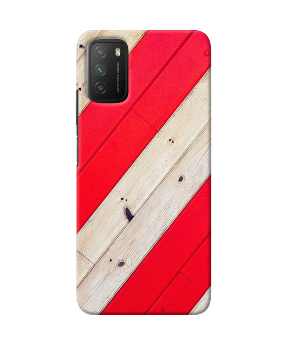 Abstract red brown wooden Poco M3 Back Cover
