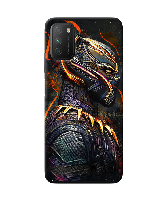 Black panther side face Poco M3 Back Cover