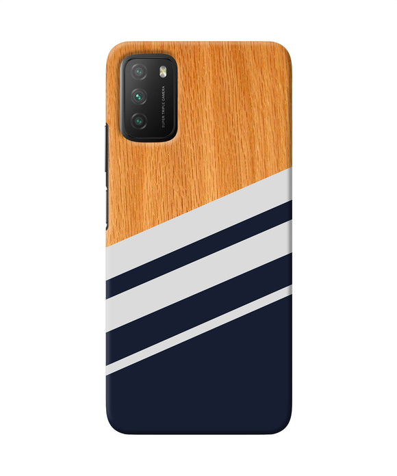 Black and white wooden Poco M3 Back Cover