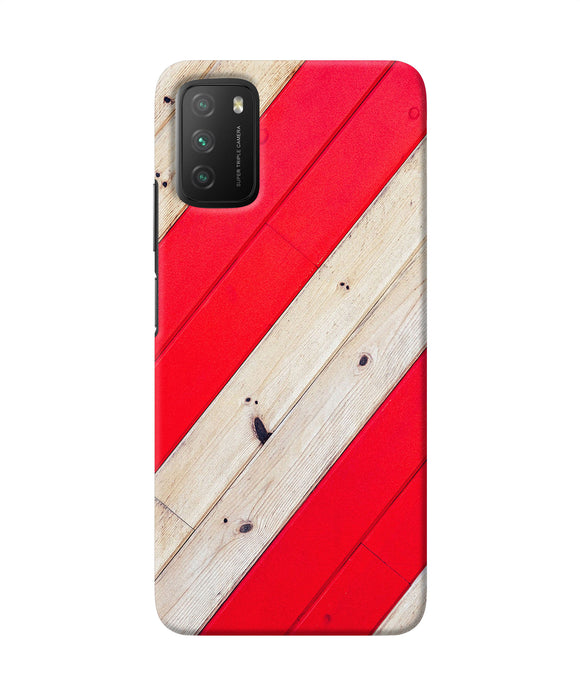 Abstract red brown wooden Poco M3 Back Cover