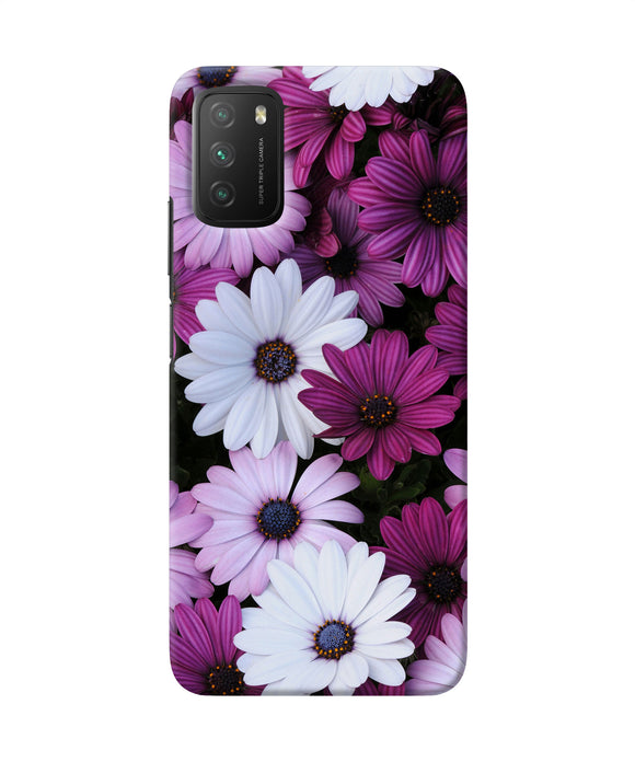 White violet flowers Poco M3 Back Cover