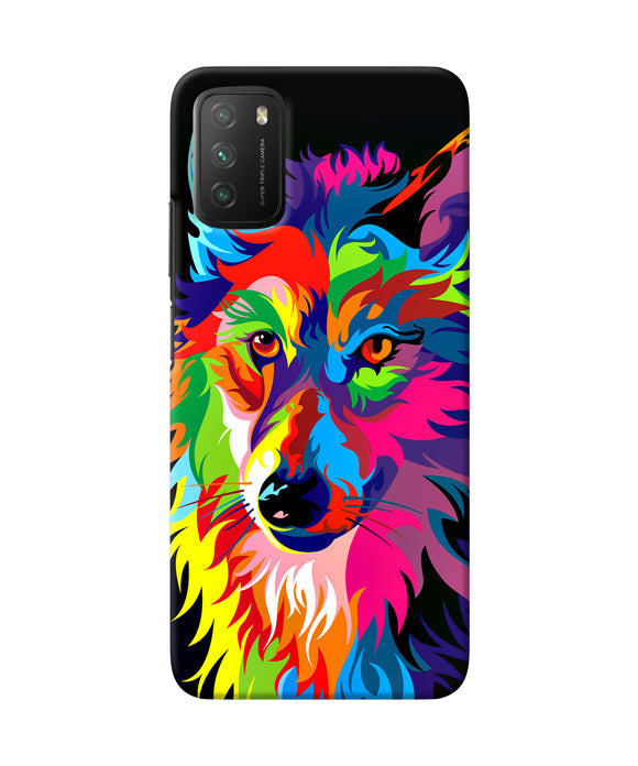 Colorful wolf sketch Poco M3 Back Cover