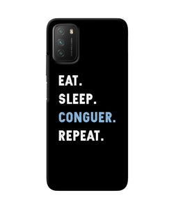 Eat sleep quote Poco M3 Back Cover