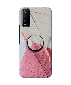 White Pink Leaf Vivo Y12s Pop Case