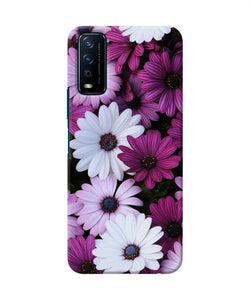 White violet flowers Vivo Y12s Back Cover