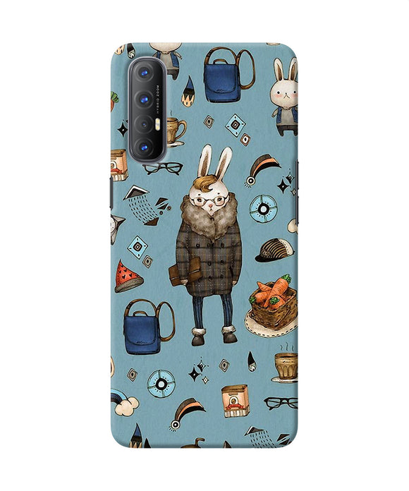 Canvas rabbit print Oppo Reno3 Pro Back Cover