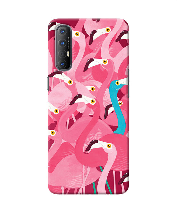 Abstract sheer bird pink print Oppo Reno3 Pro Back Cover