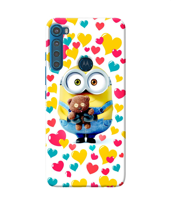 Minion teddy hearts Motorola One Fusion Plus Back Cover