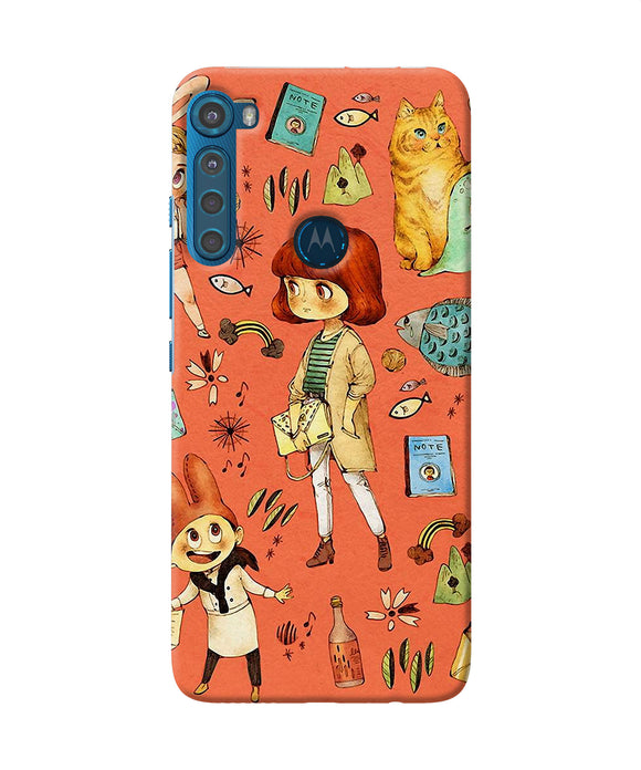 Canvas little girl print Motorola One Fusion Plus Back Cover