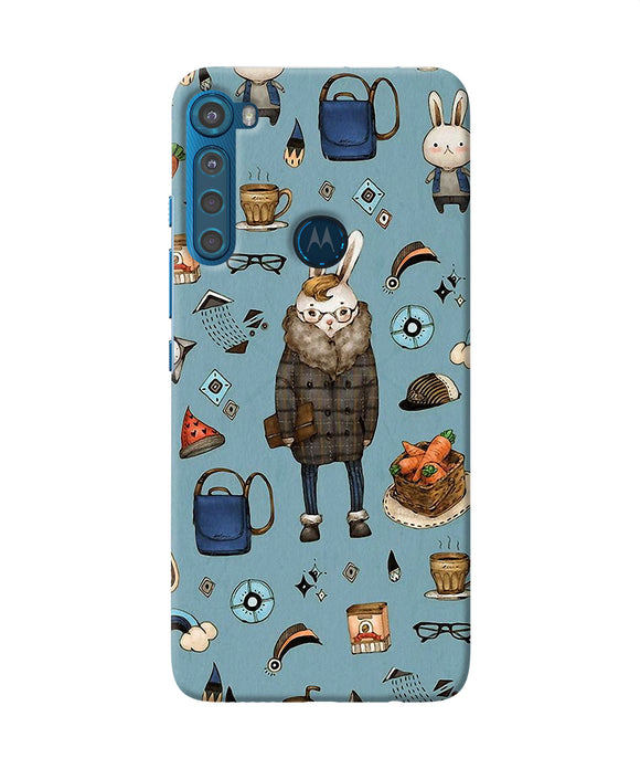 Canvas rabbit print Motorola One Fusion Plus Back Cover