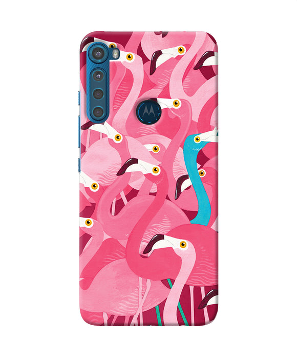 Abstract sheer bird pink print Motorola One Fusion Plus Back Cover