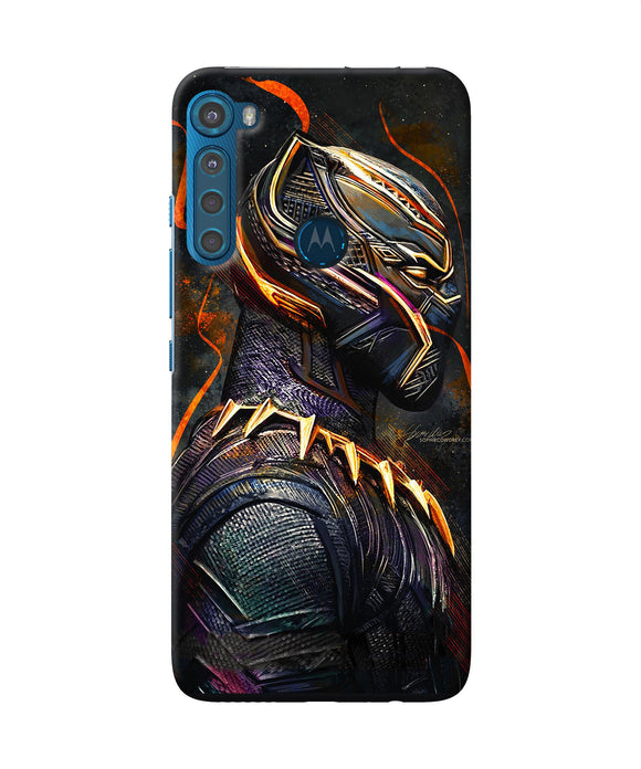 Black panther side face Motorola One Fusion Plus Back Cover