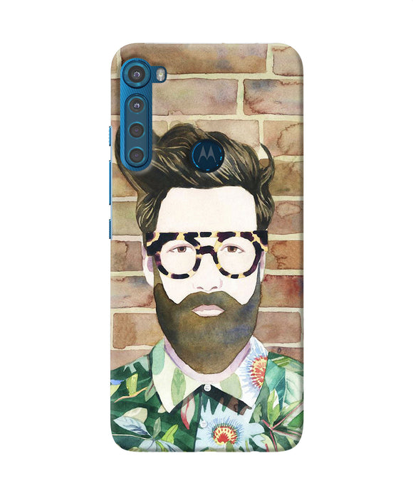 Beard man with glass Motorola One Fusion Plus Back Cover