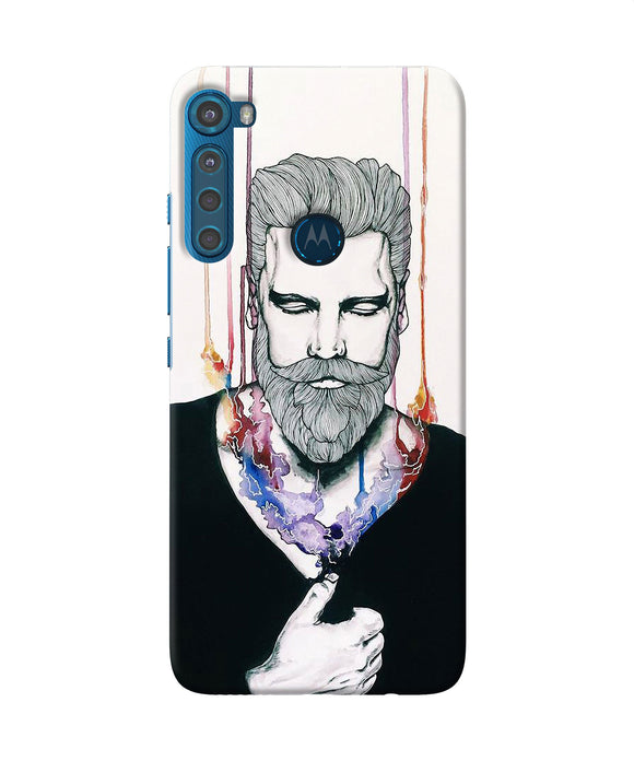 Beard man character Motorola One Fusion Plus Back Cover